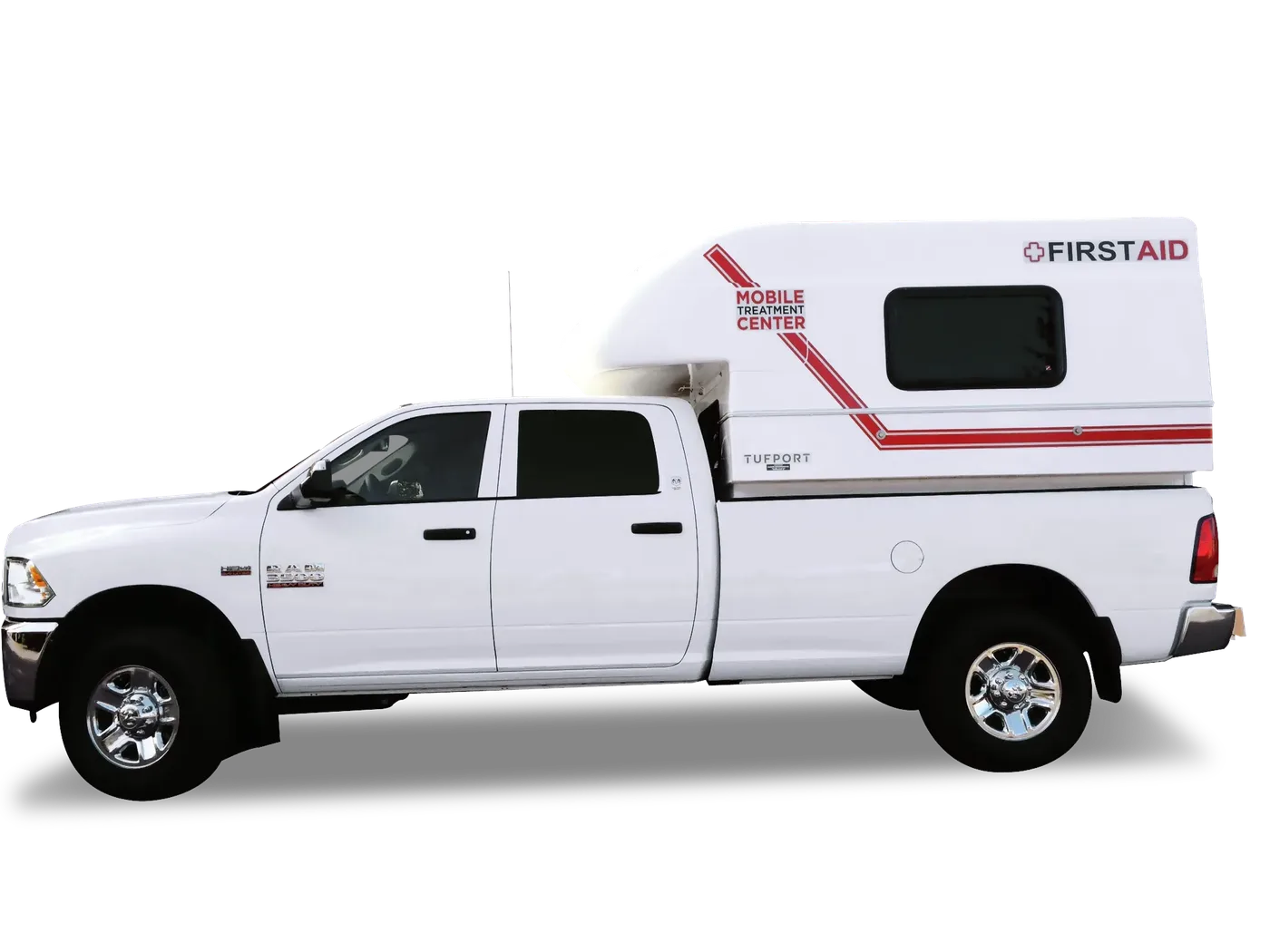 Tufport Mobile Treatment Centre on a 4x4 truck — side profile