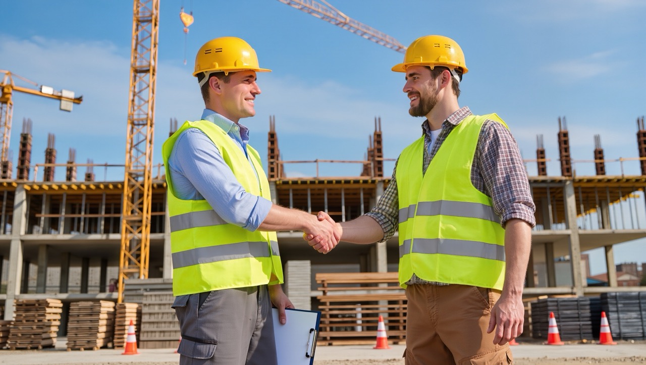 Safety officers on an industrial construction site