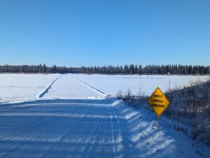 Vital Safety's NCSO Safety Officer awaits crossing time for the Peace River Ice Bridge transit